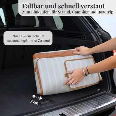 Велика складна сумка-холодильник 45 л для покупок, пляжу, пікніка, кошика для покупок, сумки для ланчу, термосумки, боксу-холодильника, портативна, пасивна, водонепроникна, 12 годин ізольована з клапаном, ретро XXL бежевий