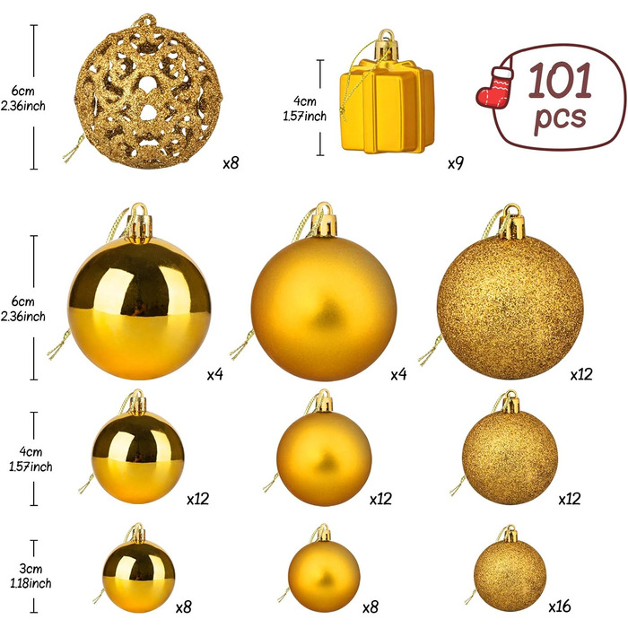 Набір ялинкових кульок зі 105 предметів Homewit