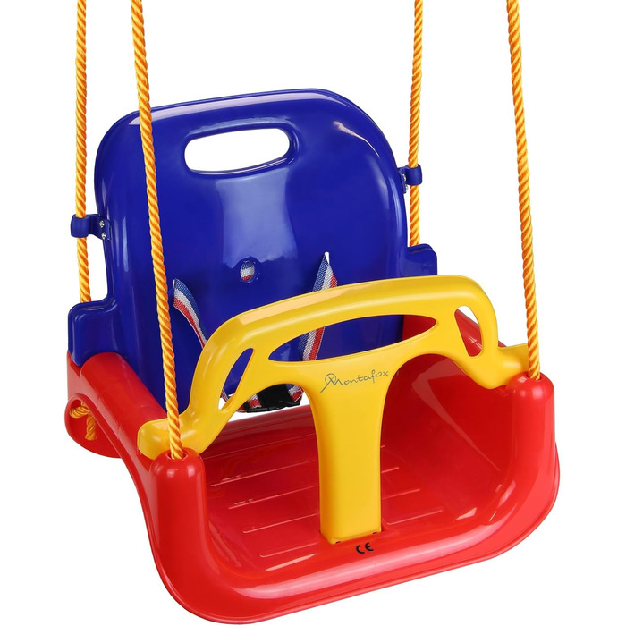 Дитячі гойдалки Montafox дитячі гойдалки 3 в 1 регульовані зростаючі дитячі гойдалки зі спинкою на ременях, колір різнокольорові р