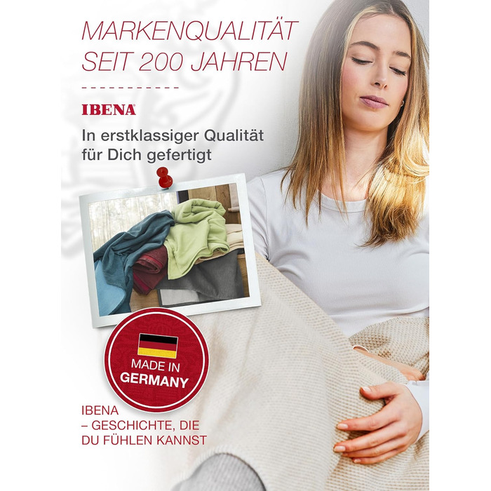 Ковдра Ibena Stockholm з органічної вовни 140x200 см - 100 бавовна, зроблено в Німеччині, бавовняна ковдра сірого кольору, світло-сіра, двоколірна 140 x 200 см сірого кольору