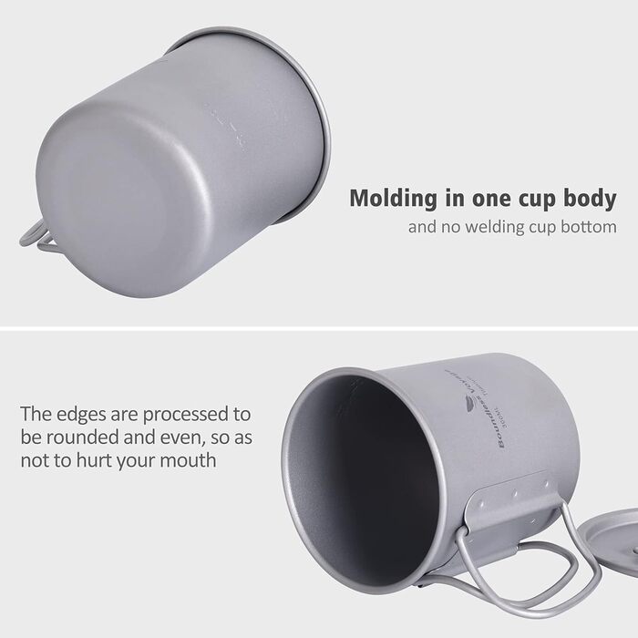 Безмежна подорож Відкритий 750 мл 800 мл 1100 мл 1300 мл Титанова пляшка з кришкою складана ручка для кемпінгу, походів, пікніка, ультралегка портативна пляшка для води, чашка, набір для спорту