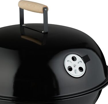 Вугільний гриль-мангал, Ø 44 см, решітка для грилю, для вулиці, з колесами та ніжками, з піддоном для попелу, коптильня, чорний