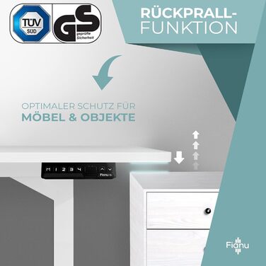 Електрична рама столу з регулюванням висоти, сертифікована TV GS, для столів стоячи, 2 двигуни із захистом від зіткнень, 4 слоти пам&39яті, вантажопідйомність до 100 кг (білий колір)