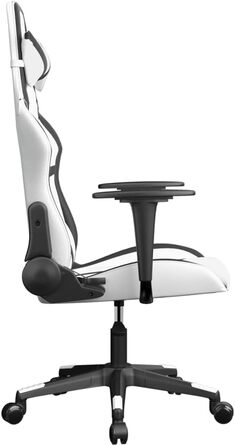 Ігрове крісло, біла та чорна штучна шкіра, офісне крісло, ігрове крісло, обертове крісло, стілець для столу - 3143674