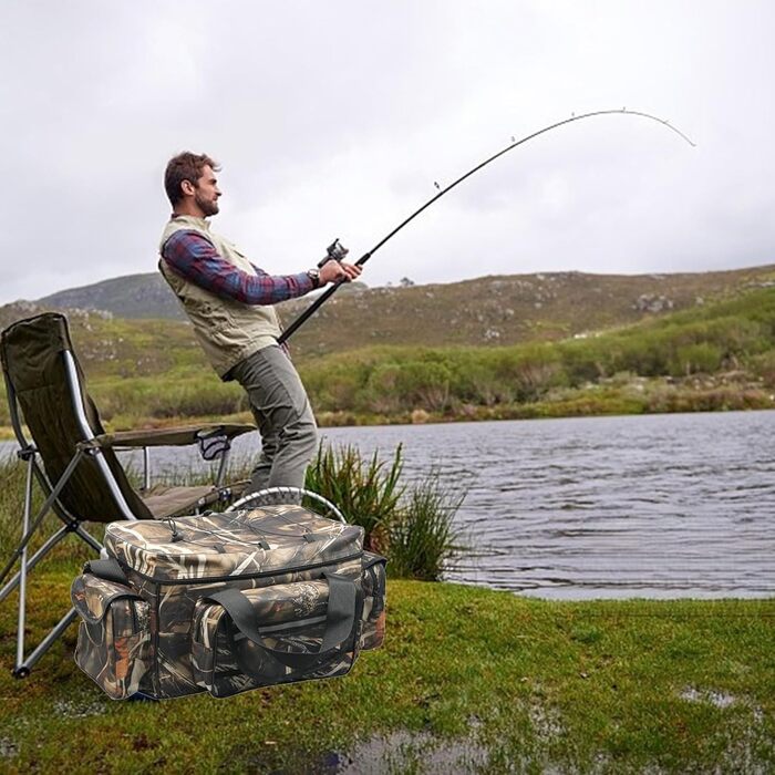 Сумка для рибалки YUEMING велика, 50 * 30 * 25 см, сумка для рибалки з м&39якою лямкою і ручками для перенесення, ящик для рибалки, кейс для рибалки, сумка для рибалки, універсальна сумка, сумка для коропа камуфляж-2