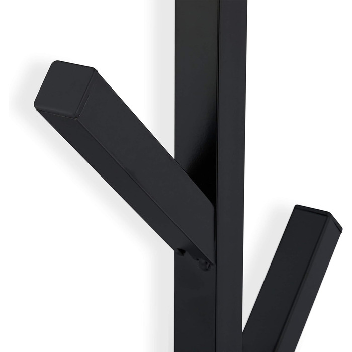 Вішалка настінна Relaxdays з 8 гачками, компактна, декоративна, металева, В х Ш х Г 100,5 х 19,5 х 7 см, вішалка, чорна