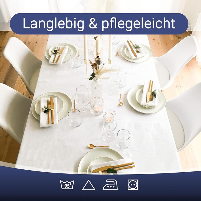 Скатертина ZOLLNER розміром 130х220 см (після прання) - міцна та зносостійка бавовняна столова білизна - шовковистий, блискучий ат