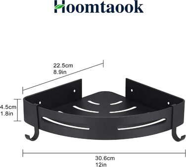 Полиця для душу Hoomtaook Кутова полиця Кошик для душу Полиці для душу без свердління для ванної кімнати, матове покриття, полиця для ванної кімнати, 2 шт. чорного кольору