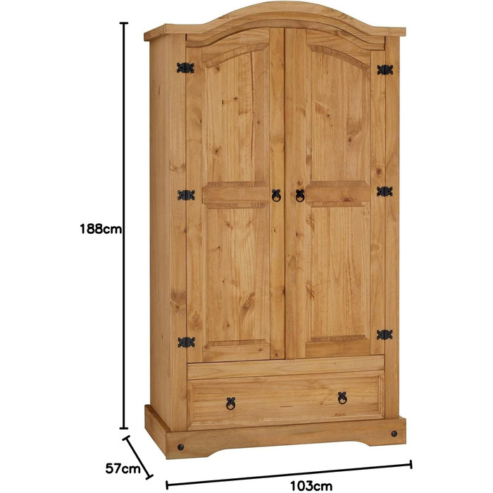 Шафа Сальса, мексиканський стиль, масив сосни, тонована/вощена, 2 дверцята та 1 шухляда