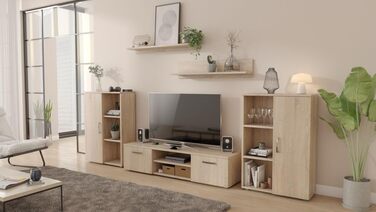 Настінна шафа для вітальні Herkules для життя, сучасна настінна шафа для вітальні, шафа для вітальні з тумбочкою під телевізор, буфетом та настінною полицею, повний комплект меблів для вітальні - Sonoma