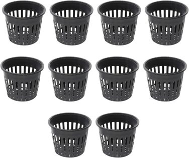 Сітчастий горщик для гідропоніки Yardwe, 10 шт., садові сіткові горщики для чашок, пластикові сіткові горщики для гідропоніки, відро, кошик для гідропоніки, 3,15 x 2,5 дюйма (чорний)