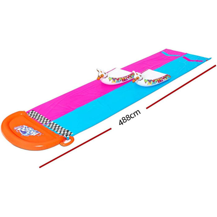 Водна гірка Bestway H2OGO 2-місна з надувними тваринами-ламами, 487 x 138 см