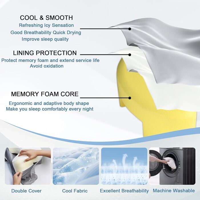 Ергономічна подушка для сну на боці з проймою, подушка для шиї, подушка для голови для сну на боці, подушка для шиї з піни з ефектом пам&39яті для сну на боці, спині та животі, 2 наволочки в комплекті