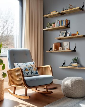 Комплект настінних полиць Pipishell із 6 предметів, дерево та метал, полиці для зберігання, максимальне навантаження 18 кг, для вітальні, спальні, офісу, ванної кімнати або кухні, коричневий