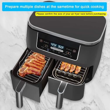 Решітка для гриля Hejo 2 шт. и аерофритюрниці, сумісна з двозонною фритюрницею AF300EU / AF400EU з 4 паличками для гриля 1 масляною щіткою та 1 затискачем для їжі