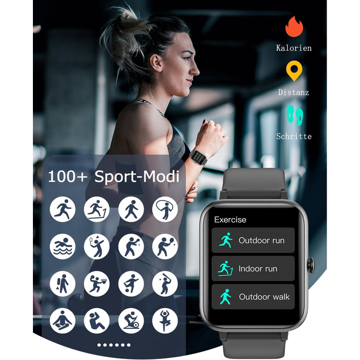 Розумний годинник GRV для чоловіків та жінок з функцією телефону, фітнес-годинник з монітором серцевого ритму, монітором SpO2, монітором сну, крокоміром, водонепроникний за стандартом IP68, багатоспортивні режими, фітнес-трекер для телефонів iOS та Androi