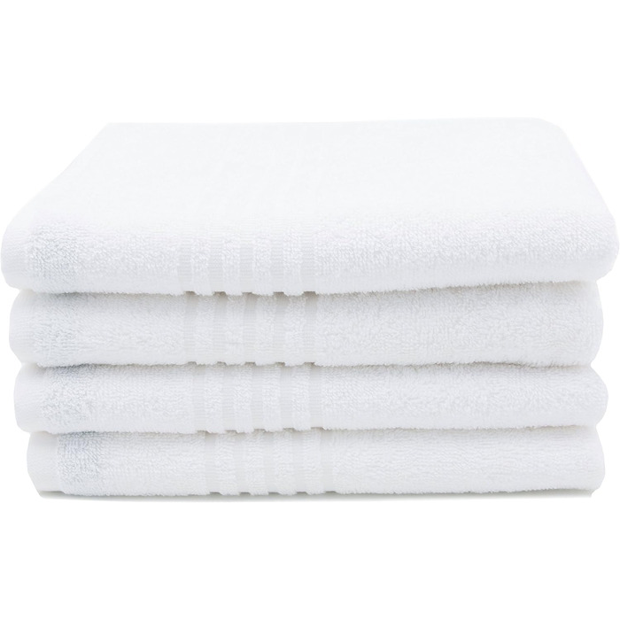 Набір з 4 рушників розміром 50x100 см - поглинаючі рушники для ванни білого кольору - з практичною вішалкою - з елегантними смужка