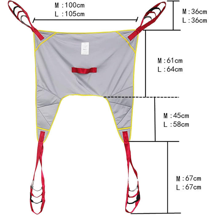 Слінг для унітазу, слінг для всього тіла пацієнта, підйомник для туалету у ванній кімнаті пацієнта, розділений ремінь для ніг, медичний ремінь для перенесення для людей похилого віку з обмеженими можливостями (розмір M) (M)