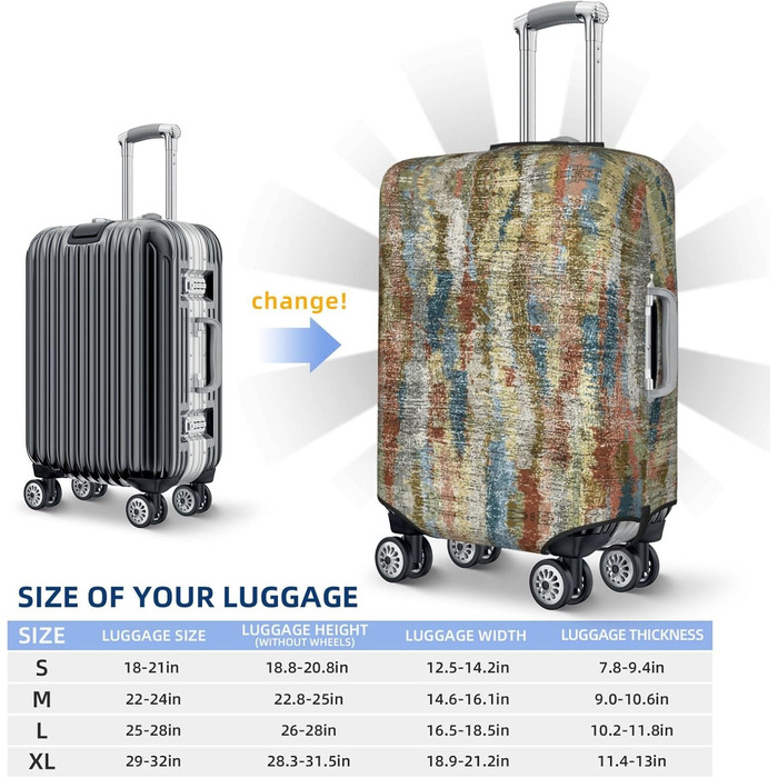 Чохол для валізи Богемний Абстракт з еластичної тканини, захисний від подряпин та пилу, чорний, розмір 85 см