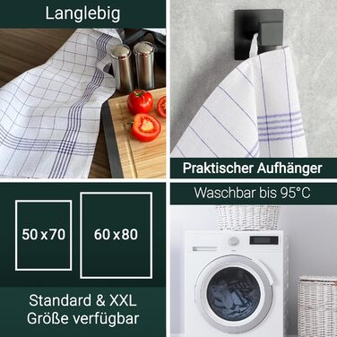 Набір з 12 напівлляних чайних рушників розміром 50x70 см - суперпоглинаючі та безворсові кухонні рушники - можна прати до 95C - у