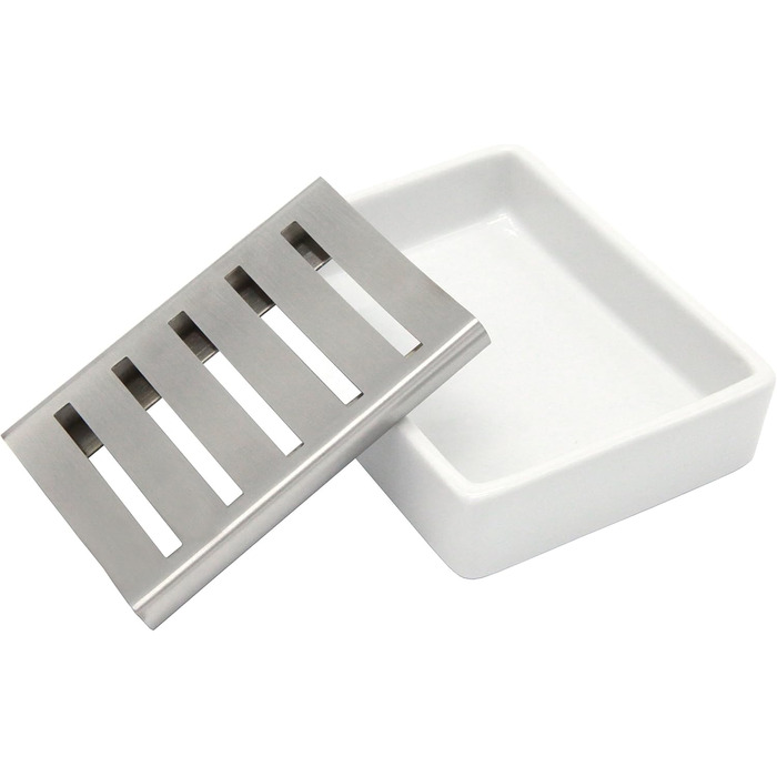 Керамічна мильниця Lofekea, мильниця з нержавіючої сталі для ванни та душу, двошарова зливна мильниця