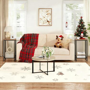 Високий журнальний столик HOOBRO, телефонний столик з регульованою сітчастою полицею, вузька тумбочка, диван-столик, 38 x 28 x 73,5 см, для офісного коридору, вітальні, промисловий дизайн, темно-коричневий EBF03DH01 рустикальний коричневий, чорний