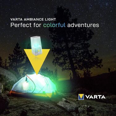Світлодіодний кемпінговий ліхтар VARTA, Outdoor Ambiance L10, з функцією дімування та різними режимами кольору, кемпінговий ліхтар з 3 батарейками типу АА, для риболовлі, використання на свіжому повітрі, відключення електроенергії, надзвичайних ситуацій, 