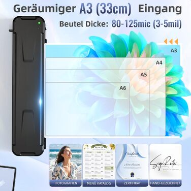 Ламінатор MAXDONE A3, ламінатор, 2-рулонна система з різаком для паперу та закруглювачем кутів, гарячий та холодний ламінатор, гладкий без бульбашок, ламінатор для фотодокументів форматів A3 A4 A5 A6 у школі, офісі FNL012