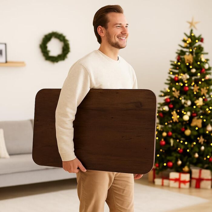 Складаний журнальний столик YITAHOME, 80 x 40 x 45 см, Портативний журнальний столик із 5-позиційним регулюванням стільниці, Не потребує встановлення, Приставний столик для вітальні, Журнальний столик, Колір горіха