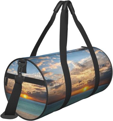 Спортивна сумка для подорожей, пляжна сумка з принтом Захід сонця, сумка на нічліг, чорна, універсальний розмір