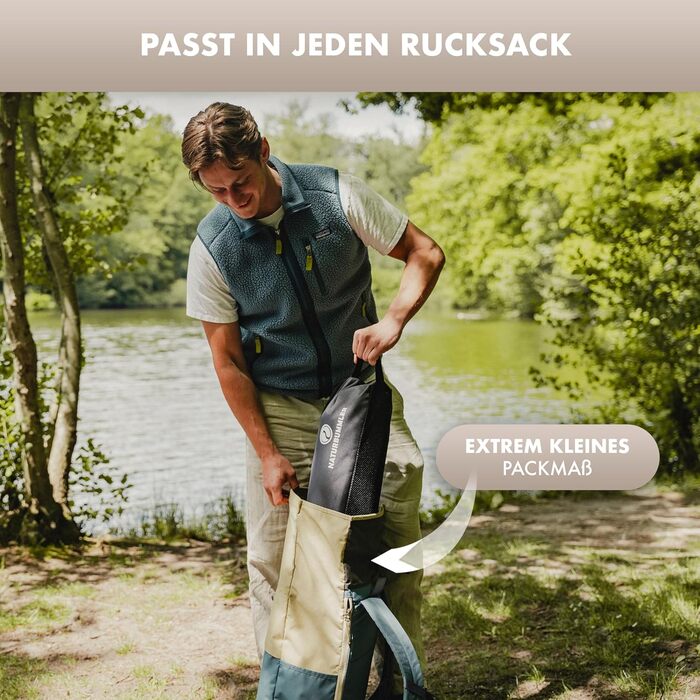 Складаний кемпінговий стілець NATURBUMMLER Cloud Sit Light Надлегкий (2,65 кг) та дихаючий У комплекті сумка для перенесення Компактний складний стілець, вантажопідйомність 120 кг, для саду, риболовлі, використання на свіжому повітрі (сірий)