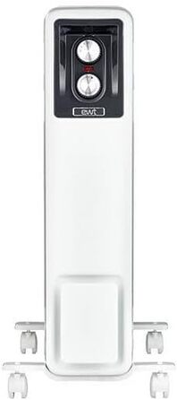 Допоміжний обігрівач для великих приміщень, включаючи 3 режими нагріву, мобільний завдяки колесам та заглибленим ручкам, обігрівач з ребристою конструкцією для рівномірного нагрівання, 2500 Вт, білий, 25M