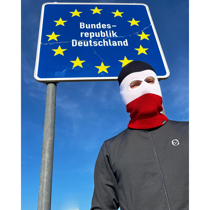 Шапка/Балаклава PGWEAR Troublemaker Чорно-біло-червона Шапка-маска Балаклава Ультрас Лижні Хулігани