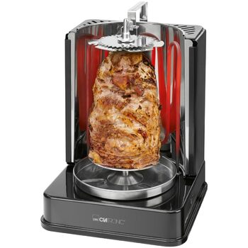 Вертикальний мультигриль Clatronic Dner-Vertikal-Multigrill Ідеальний для гіроса, кебаба та іншого Гриль для здорового приготування страв без жиру вдома Включає обертовий вертел та 6 шампурів для м'яса DVG 3686