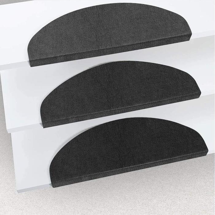 Набір із 15 самоклеючих килимків для сходів, нековзні, захисні килимки для сходів, підходять для дітей, людей похилого віку та домашніх тварин, 65 21 см, чорна сітка