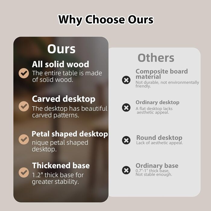 Круглий приставний столик, маленький столик для напоїв для невеликих приміщень, масив дерева, сучасний приставний столик, акцентна тумба для спалень, віталень, куточків та офісів, коричневий