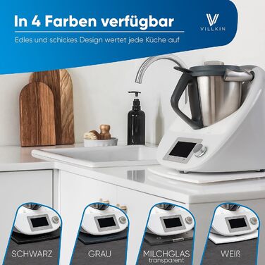 Розсувна дошка Villkin, сумісна з Thermomix TM5 і TM6 - Виготовлена з акрилового скла з високоякісними тефлоновими планерами - Накладка для зручного переміщення (універсальне, матове скло/прозоре) Універсальне матове скло / прозоре