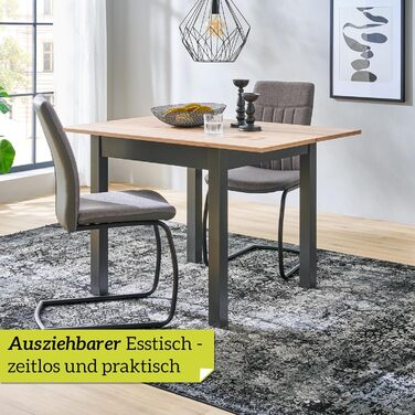 Елегантний обідній стіл 80x80 см, сучковатий дуб, кухонний стіл розсувний до 120 см, обідній стіл з дерев&39яного композиту, включаючи розсувну стільницю, сучасний стіл до 6 осіб, сучковатий дуб, розсувний прямокутний 80x80 см