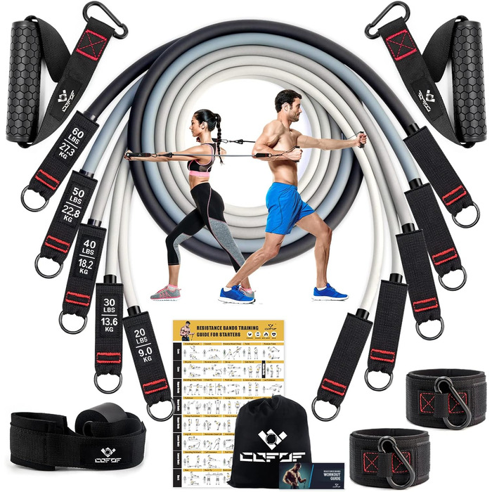 Набір еспандерів COFOF, 5 штук, до 90 кг опору