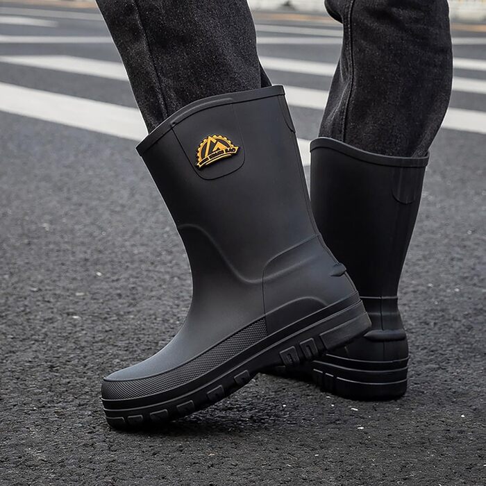 Чоловічі гумові чоботи, без гуми, заввишки до литки, ідеально підходять для сезону дощів, розмір 45/42,5 EU, чорні