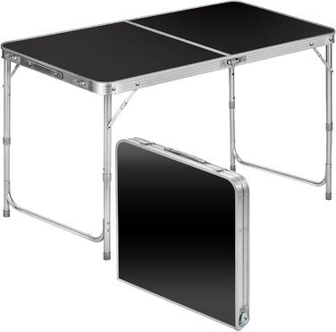 Складаний багатофункціональний стіл, багатоцільовий стіл, кемпінговий стіл, розкладний стіл, ринковий стіл, стіл з регульованою висотою для обклеювання шпалерами, бічний столик для кемпінгу в саду для фестивалів та ринків (чорний 120 x 60 см)