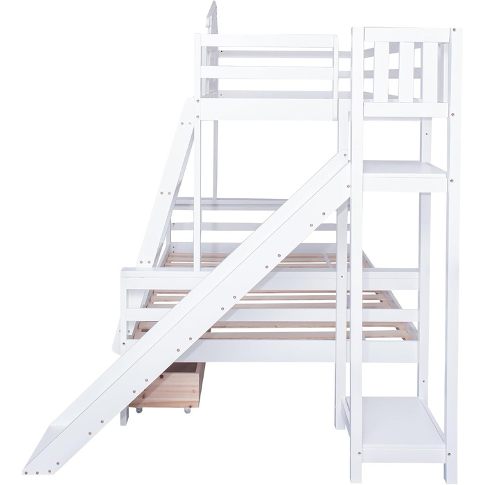 Двох'ярусне ліжко Idemon з характерними вікнами та чотириступеневими відкидними сходами, дитяче та материнське ліжко з гіркою, з д
