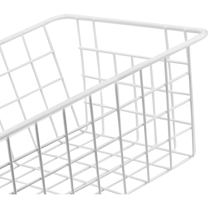 Набір із 4 білих металевих дротяних кошиків, 28 x 22 x 12 см, штабельовані дротяні кошики для зберігання, кошики для морозильної камери, сітчасті кошики для ванної кімнати, офісу, кухні, шафи, полиці