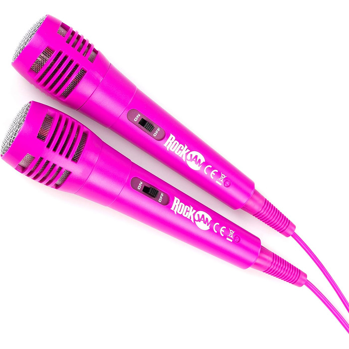 Караоке-машина RockJam Party Karaoke Machine 10 Вт, рожева, з двома мікрофонами