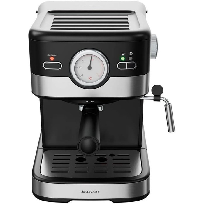 Кавоварка для еспресо SilverCrest портафільтр-машина резервуар для води 1,5 літра з піноутворювачем молока 15 бар насос тиск SEM 1100 C3