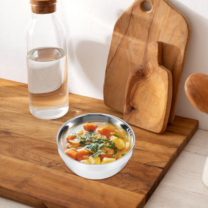 Двошарова чаша з нержавіючої сталі 5,1 дюйма ізольована проти гарячого дитяча чаша супова чаша для дому, кемпінгу, сімейного посуду для рису