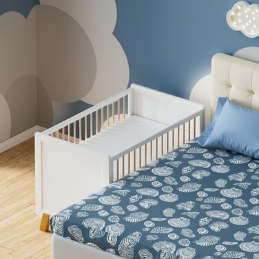 Дерев&39яне дитяче ліжечко 3-в-1, трансформоване дитяче ліжечко, 3 регульовані положення основи ліжка, матрац Deluxe Aloe Vera у комплекті, від народження до 6 років (без матраца 120X60 см)