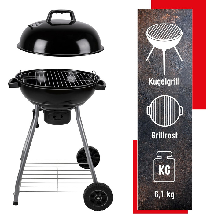 Набір для барбекю з кришкою - Вугільний гриль з попільником - Кулястий гриль діаметром 45 см