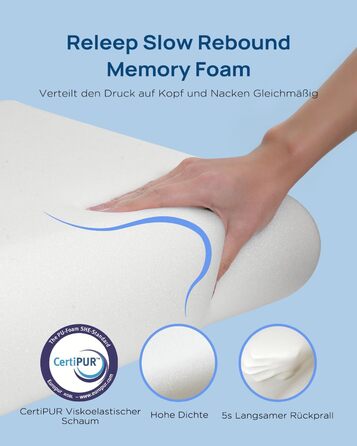 М&39яка охолоджувальна подушка, подушка з піни з ефектом пам&39яті 40x60, охолоджувальна подушка для сну, ортопедична подушка від болю в шиї, ергономічна подушка для підтримки шиї, подушка проти хропіння для тих, хто спить на боці, 40 x 60 см, білий-м&39я