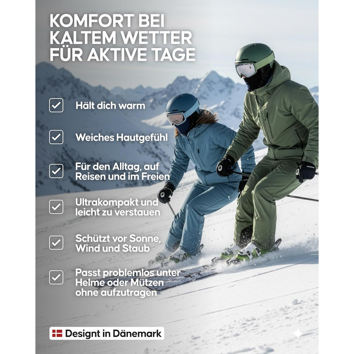 Балаклава DANISH ENDURANCE 100 мериносова, функціональна балаклава, легка лижна маска для холодної погоди, велосипедна кепка під шолом, унісекс, для чоловіків та жінок, розмір L-XL, чорний